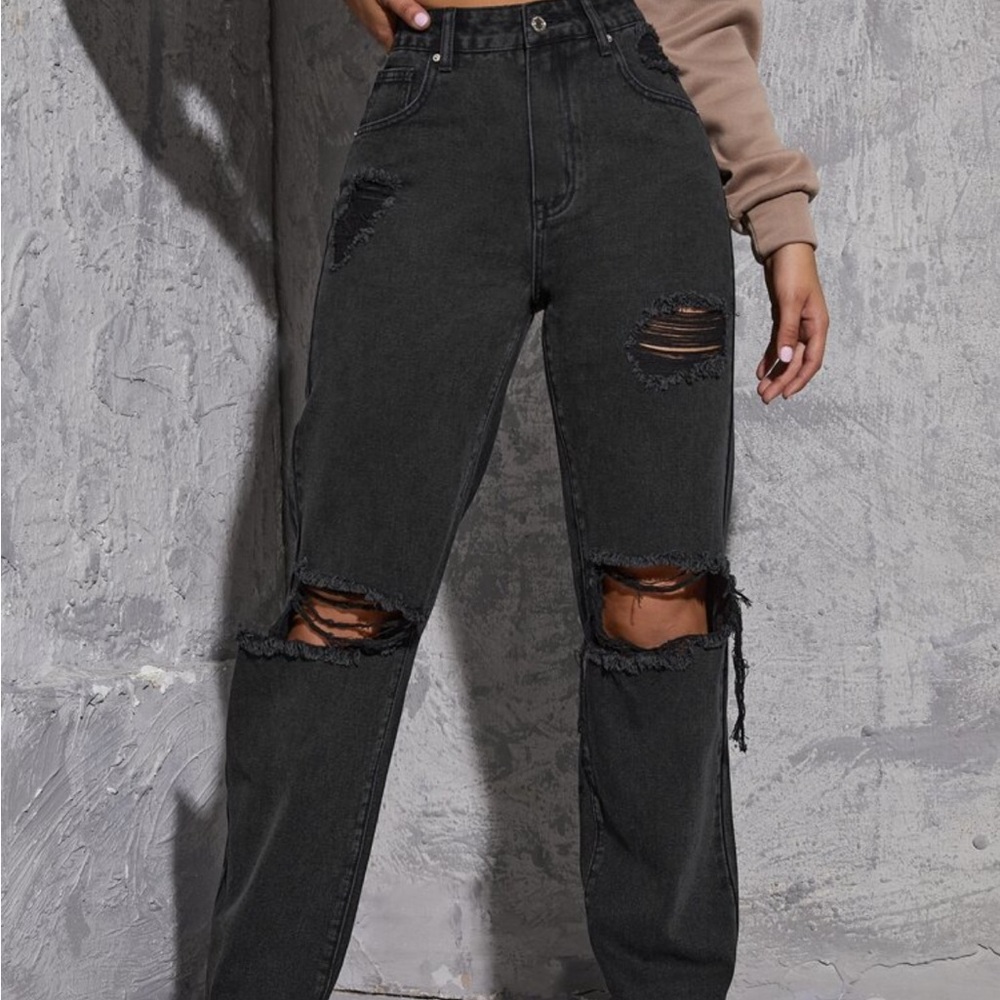 Black Distressed Women's Jeans XS